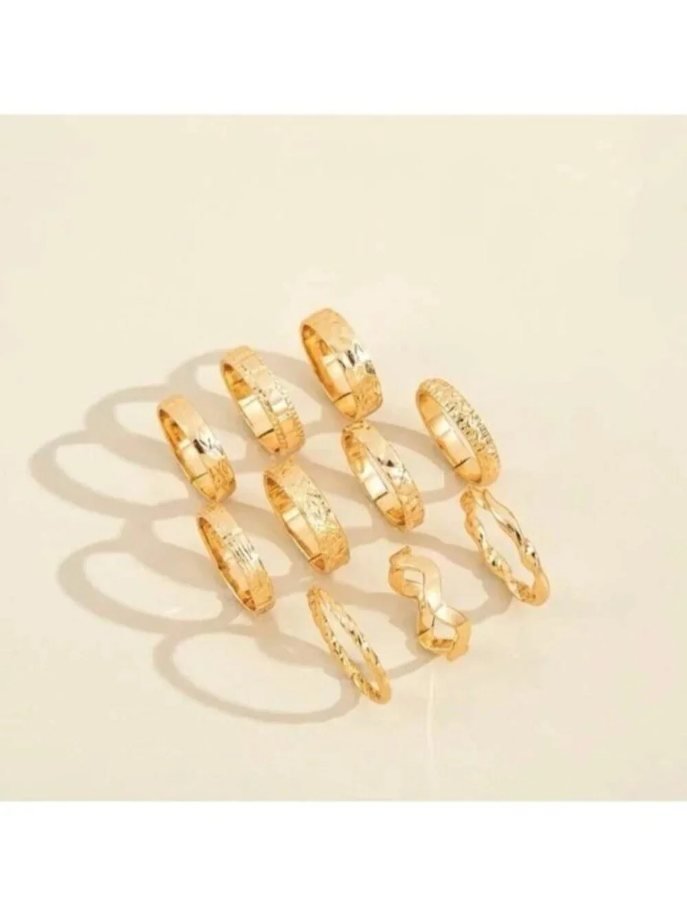 Gold 10pc Textured Midi Ring Set - Picture 2 of 2
